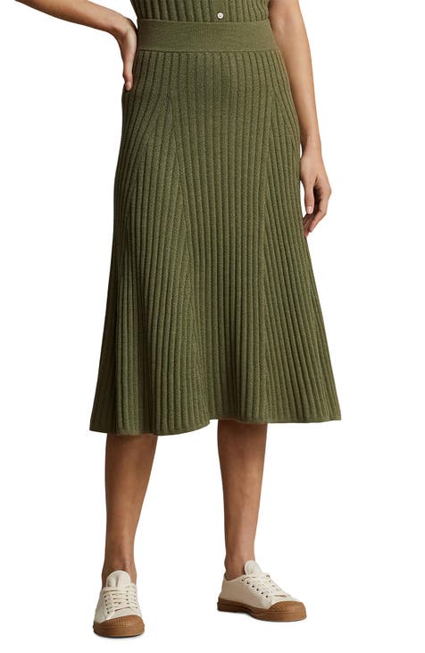 Merino Rib Skirt In Olive Green – Textile Apparel