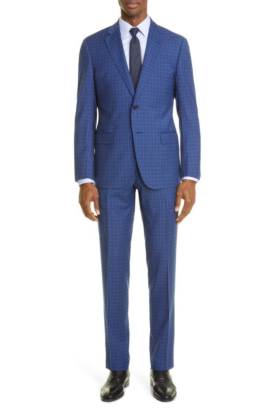 Emporio Armani G-line Trim Fit Solid Wool Suit In Solid Medium Blue