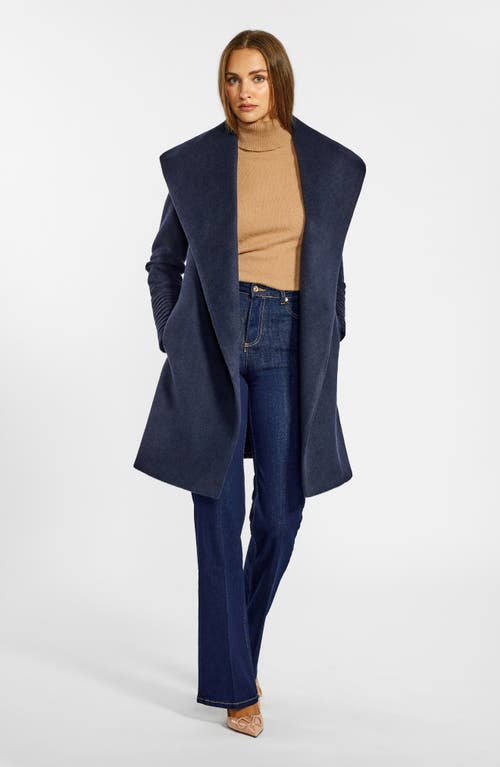 Sentaler Shawl Collar Wrap Coat In Deep Navy