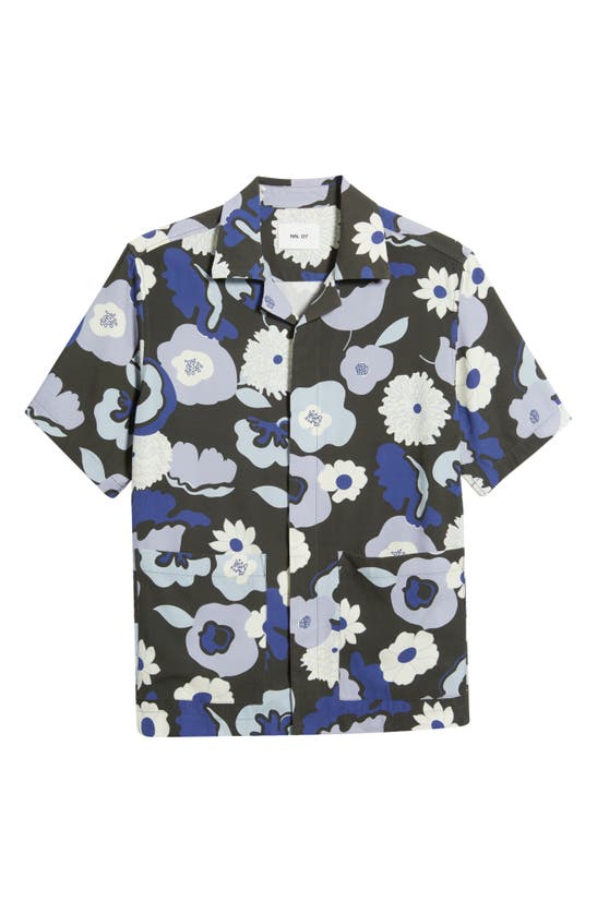 Shop Nn07 Hank 5719 Floral Print Button-up Camp Shirt In Rosin