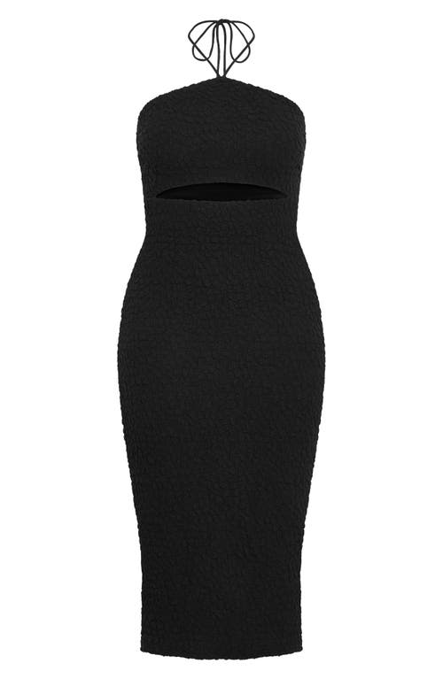 Shop City Chic Textured Midi Halter Dress In Black