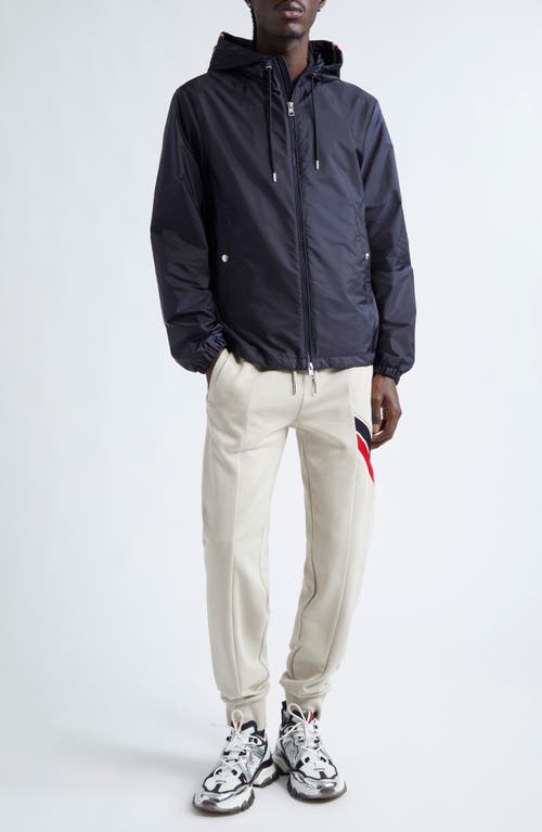Moncler Grimpeurs Hooded Water Repellent Nylon Jacket In Navy