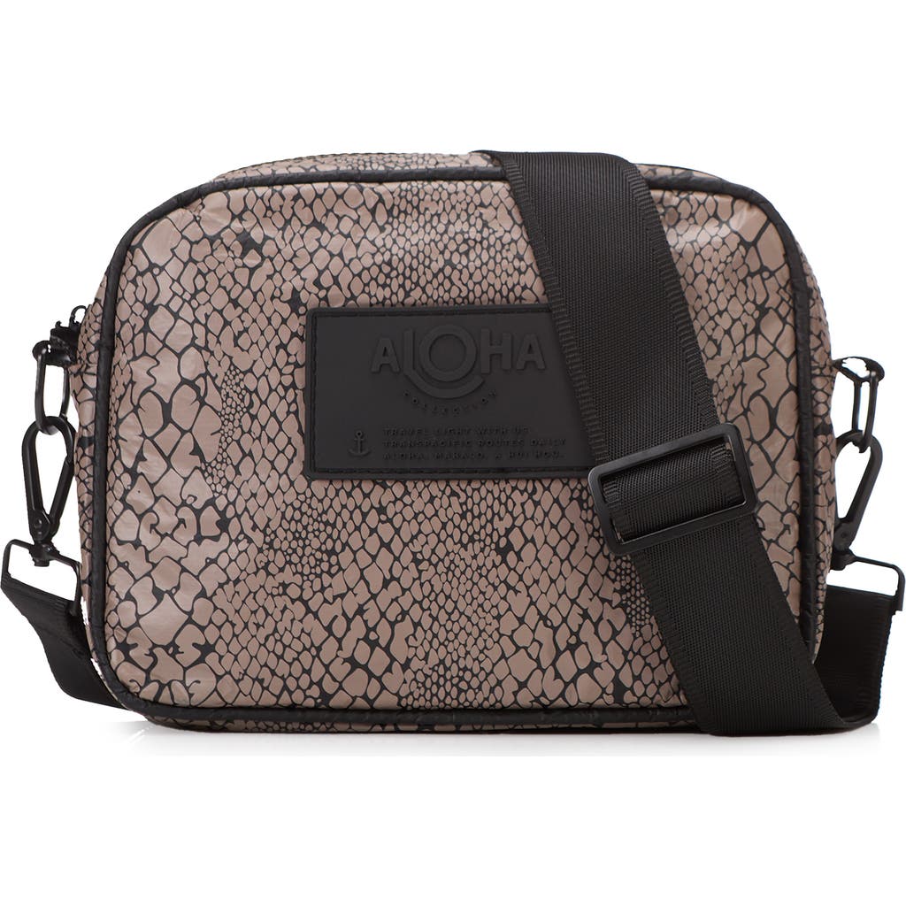 Aloha Collection Le Tour Python Print Water Resistant Tyvek® Crossbody Bag in Espresso/Black