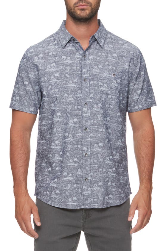 Flag And Anthem Barnwell Island Print Button-up Shirt In Charcoal
