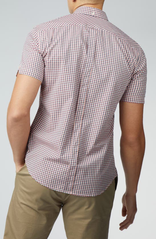 Shop Ben Sherman Regular Fit Gingham Short Sleeve Button-down Shirt In Scarlet