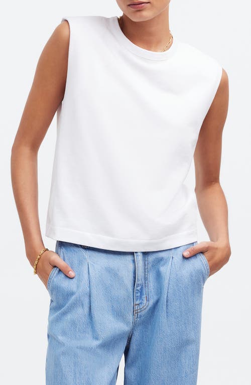Structured Muscle Tee in Eyelet White