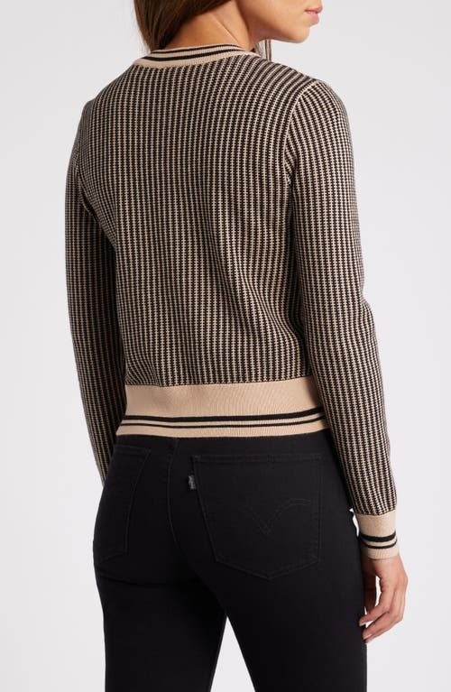 Shop Zoe And Claire Contrast Trim Cardigan In Taupe/black