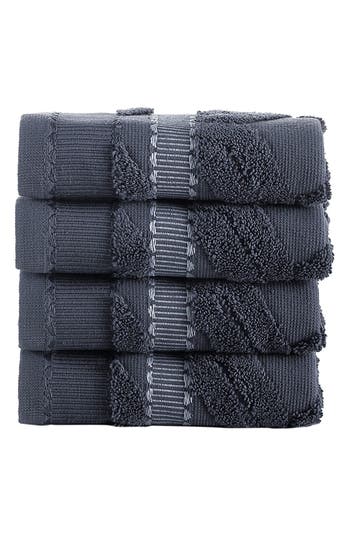 Brooks Brothers Large Square 4-pack Turkish Cotton Hand Towels In Black