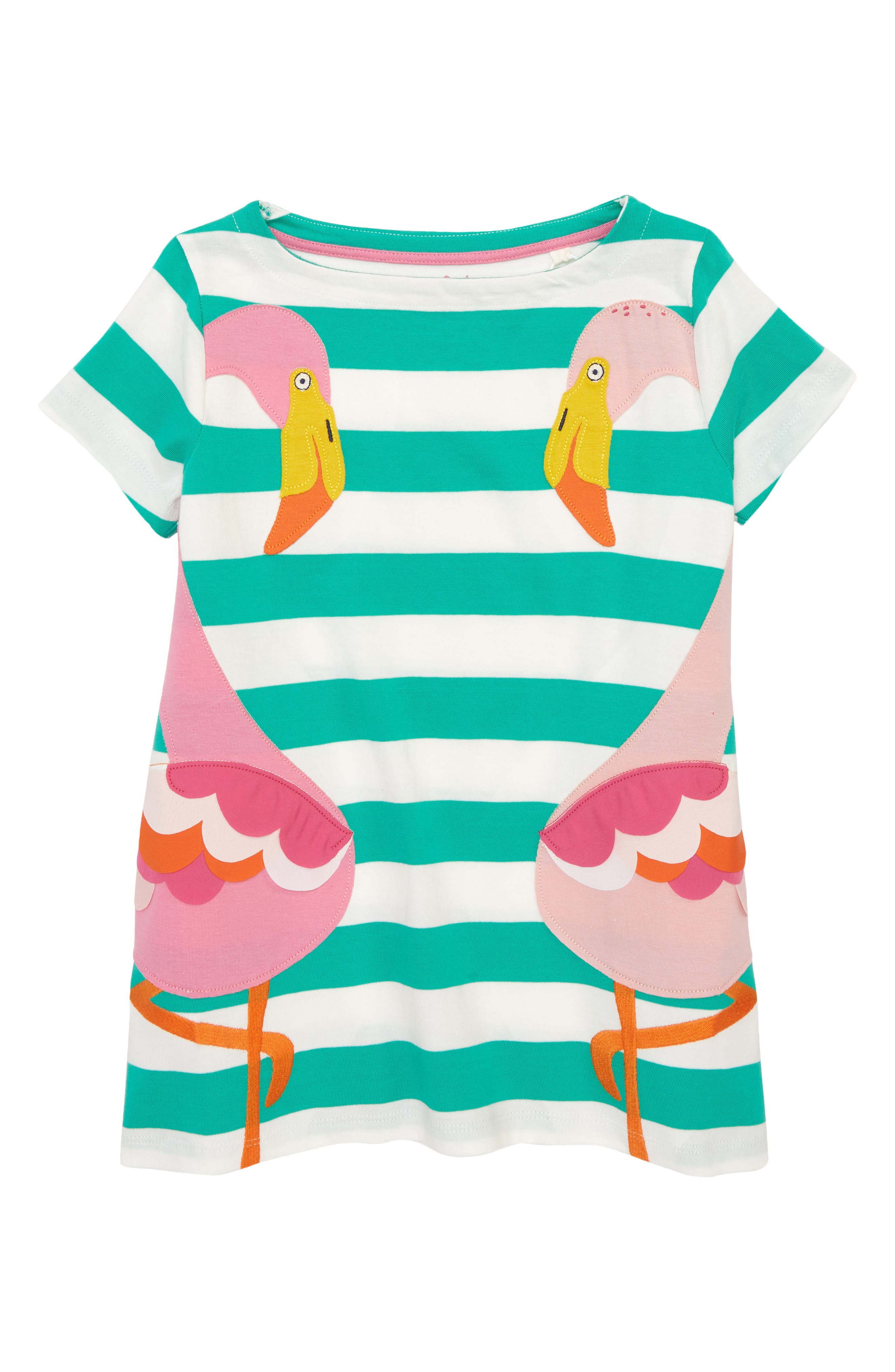 Loveble Baby Girls Stripe One Piece Knee-Long Cartoon Mouse Printed Cotton Denim Causal Mini Dress