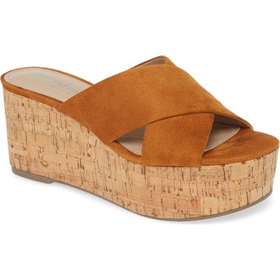 Charles By Charles David Civil Platform Wedge Slide Sandal- Brown