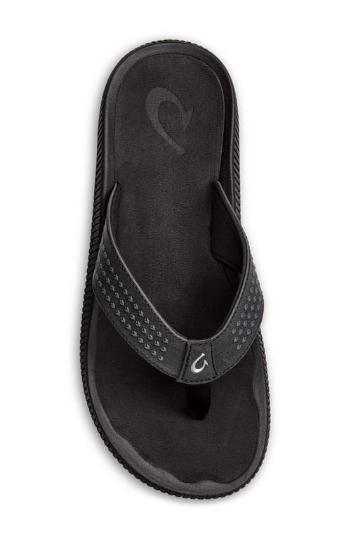 Shop Olukai Ulele Flip Flop In Black/black