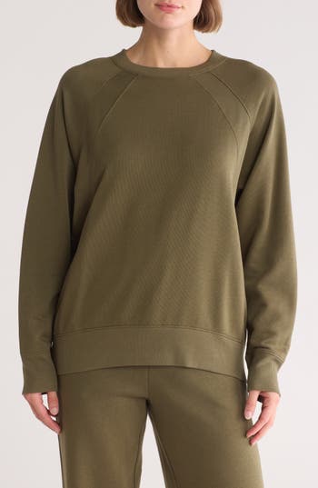 Zella Cloud Fleece Sweatshirt In Olive Night