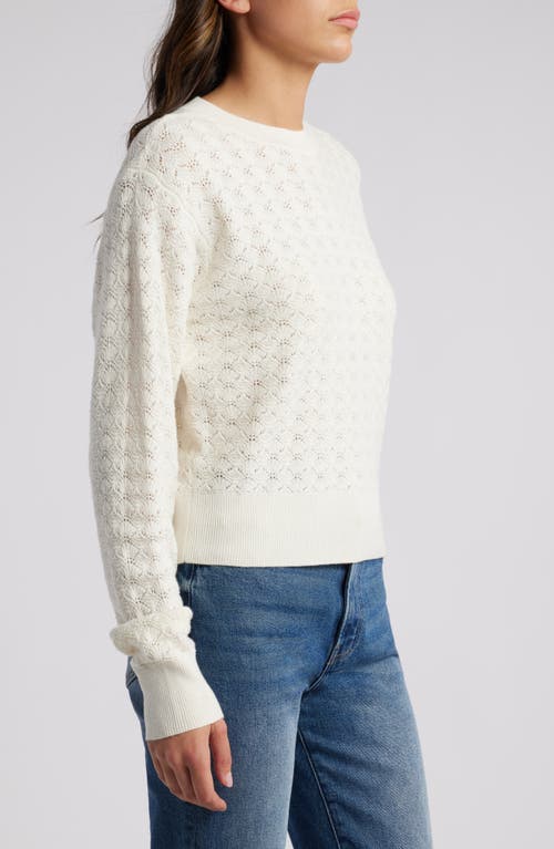 Shop Treasure & Bond Pointelle Crewneck Sweater In Ivory Egret