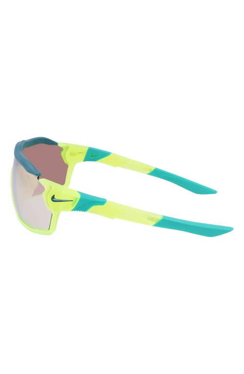 Shop Nike Show X Rush 58mm Shied Sunglasses In Matte Volt/chrome Mirror