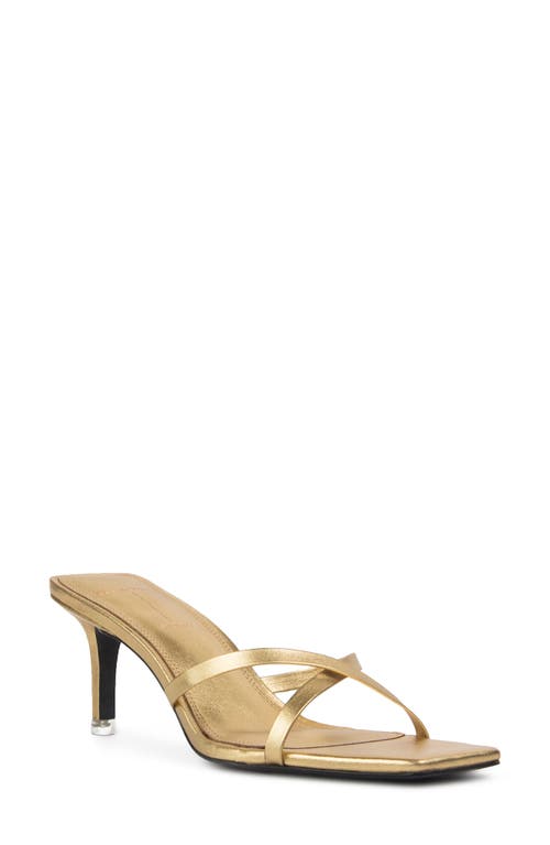 BLACK SUEDE STUDIO Ari Metallic Stiletto Slide Sandal in Gold Mirror Metallic