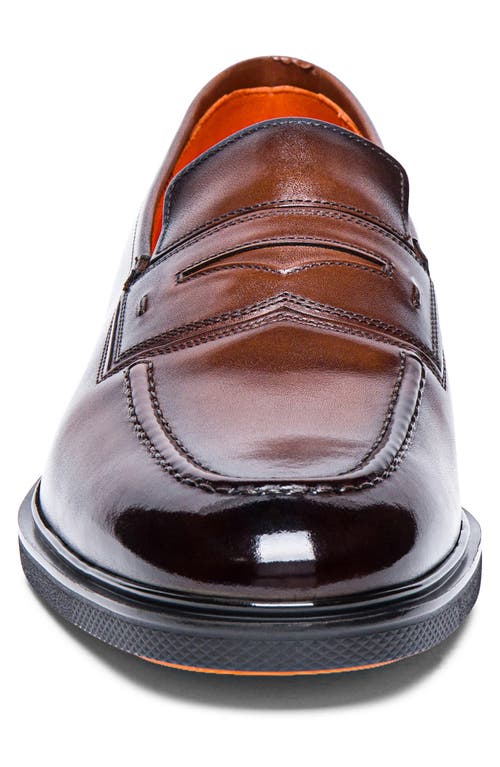 Shop Santoni Easy Penny Loafer In Dark Brown