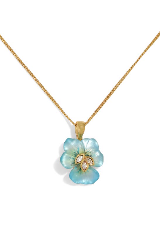 Alexis Bittar Pansy Lucite® Flower Pendant Necklace In Blue/gold