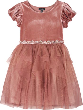 Zunie Kids' Velvet & Tulle Party Dress