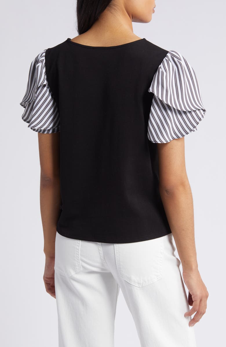 Vince Camuto Tulip Sleeve Mixed Media Top | Nordstrom