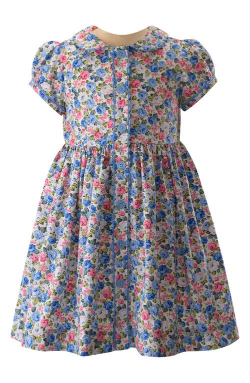 Rachel Riley Floral Cotton Fit & Flare Dress Blue at Nordstrom,