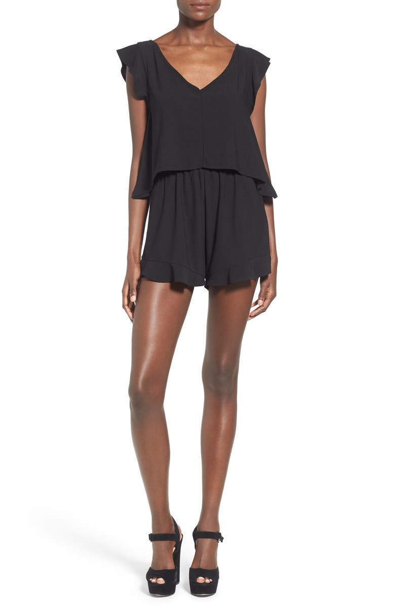 LEITH Flutter Trim Popover Romper, Main, color, 001
