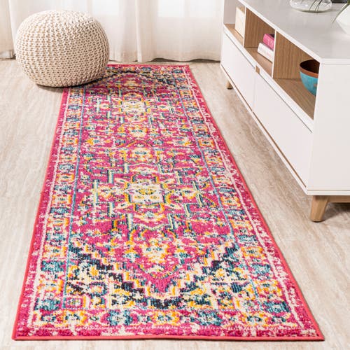 Jonathan Y Brooklyn Geometric Medallion Area Rug In Red/pink