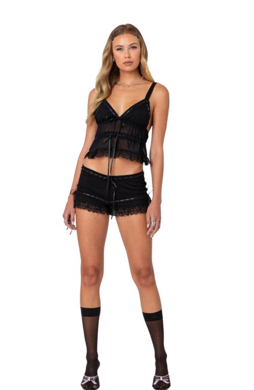 Shop Edikted Marielle Sheer Ribbon Camisole In Black