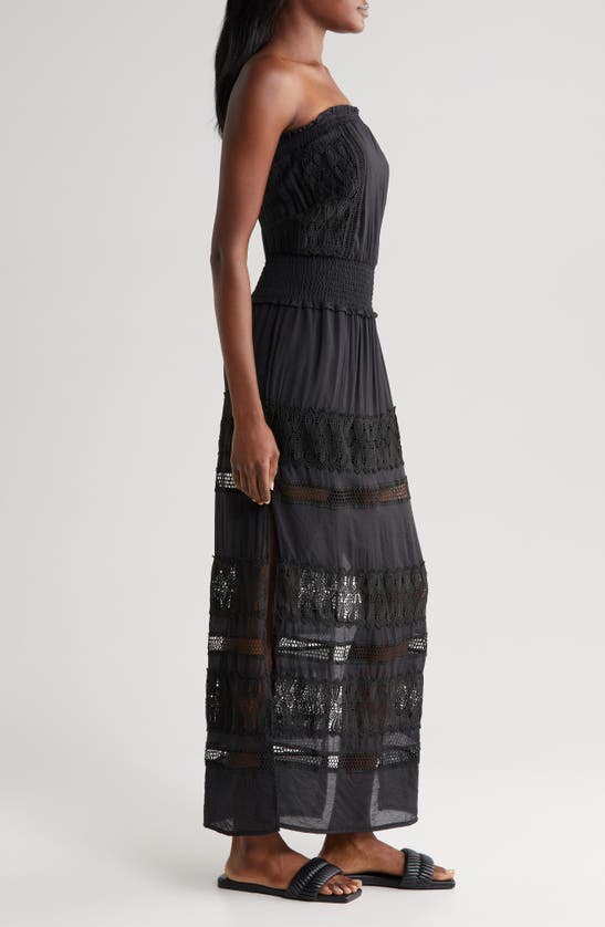 Elan Lace Strapless Cover-up Maxi Dress In Black