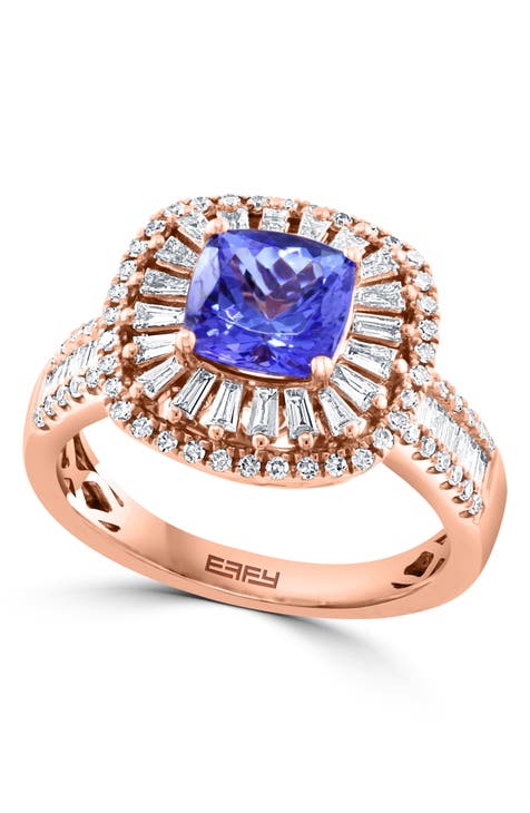 14K Rose Gold Diamond Tanzanite Ring - Size 7 - 0.64ct.