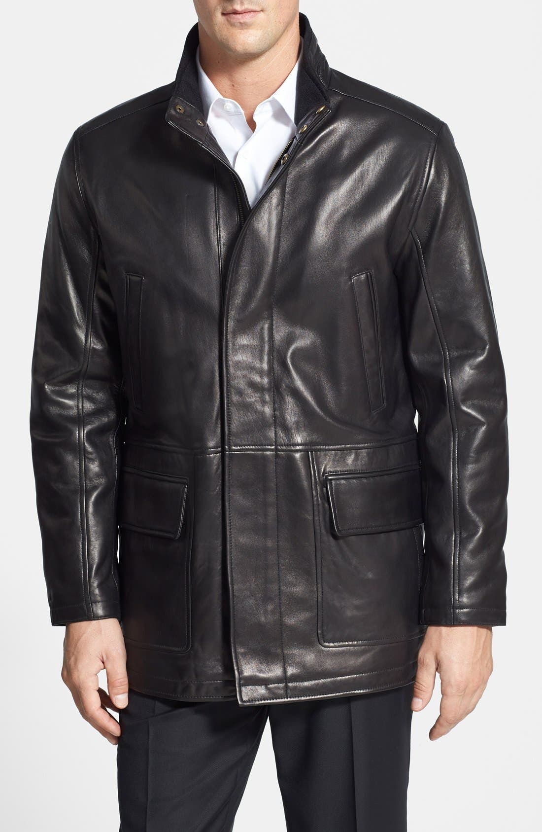 Cole Haan Lambskin Leather Car Coat Nordstrom