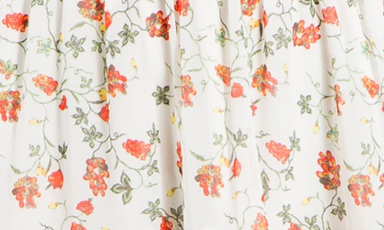 Max Studio Georgette Ditsy Floral Print Tiered Dress In Cream/ Poppy Sml Crly Clstrs