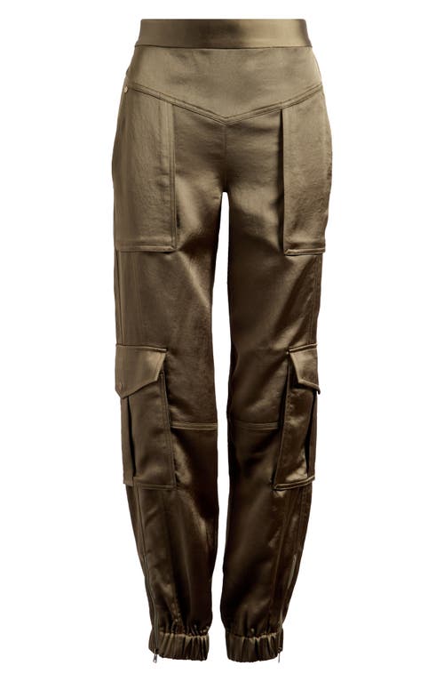 Shop Allsaints Astarte Satin Cargo Pants In Green