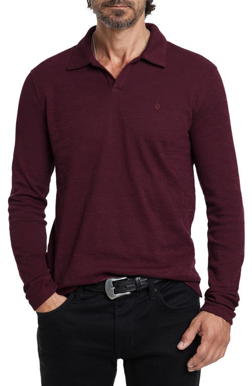 Shop John Varvatos Morris Long Sleeve Johnny Collar Polo In Oxblood