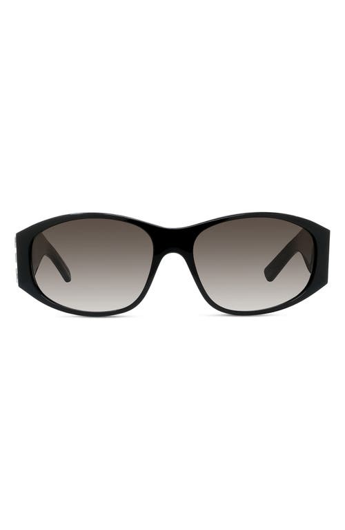 Givenchy 4G Gradient Round Sunglasses in Shiny Black /Gradient Smoke at Nordstrom