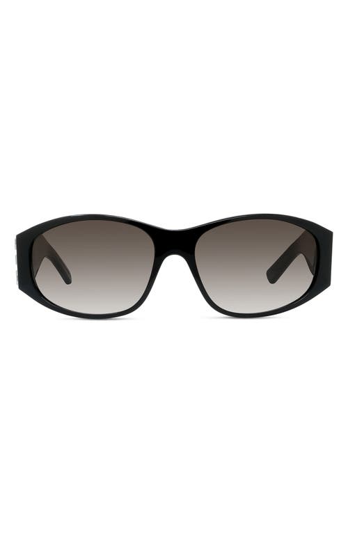 Shop Givenchy 4g Gradient Round Sunglasses In Shiny Black/gradient Smoke