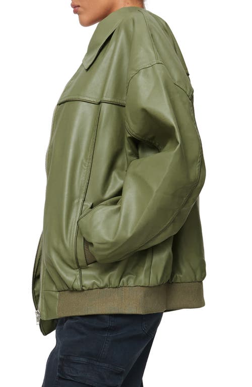 Shop Princess Polly Goldsmith Oversize Faux Leather Bomber Jacket In Green