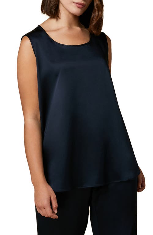 Marina Rinaldi Scoop Neck Satin Tank in Navy at Nordstrom, Size 22W