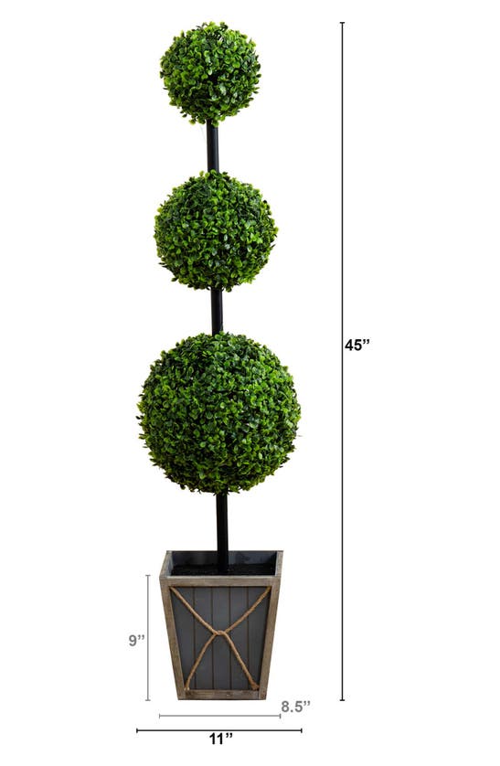 Shop Nearly Natural 45-inch Uv Resistant Artificial Triple Ball Boxwood Topiary Tree In Green
