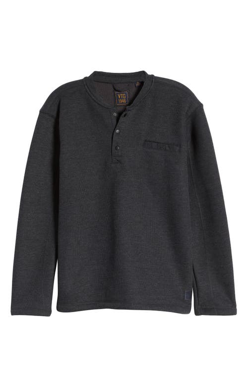 Shop Vintage 1946 Long Sleeve Fleece Henley In Charcoal/charcoal