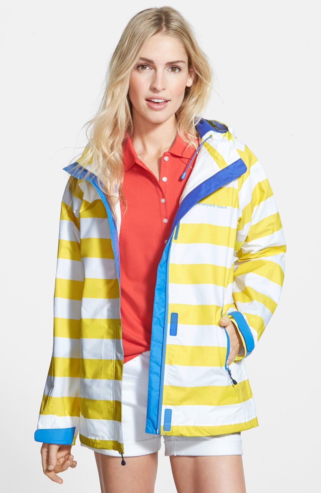 Vineyard Vines 'Stow & Go' Stripe Hooded Raincoat Nordstrom