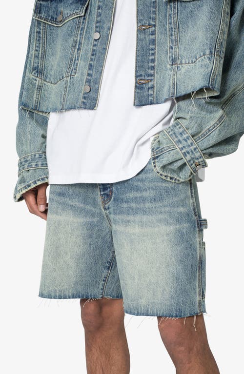 Shop Mnml Frayed Nonstretch Denim Carpenter Shorts In Blue