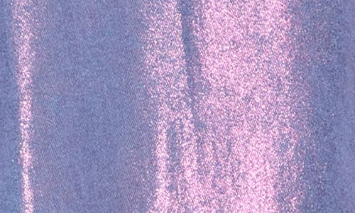 Flying Angel Metallic Coated Crop Wide Leg Jeans In Pink Metallic