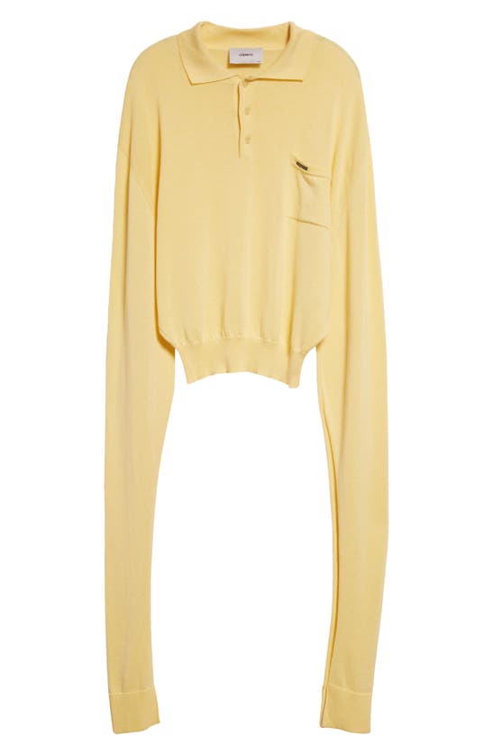 Shop Coperni Knot Sleeve Cotton Polo Sweater In Pale Yellow