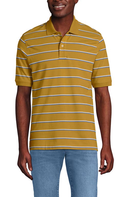 Shop Lands' End Short Sleeve Comfort-first Mesh Polo Shirt In Spicy Mustard Stripe