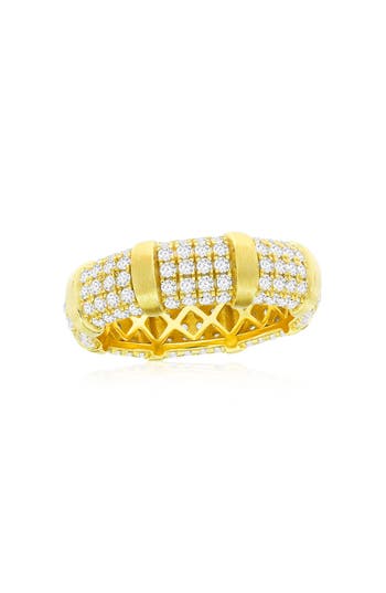 Simona Pavé Cz Band Ring In Gold