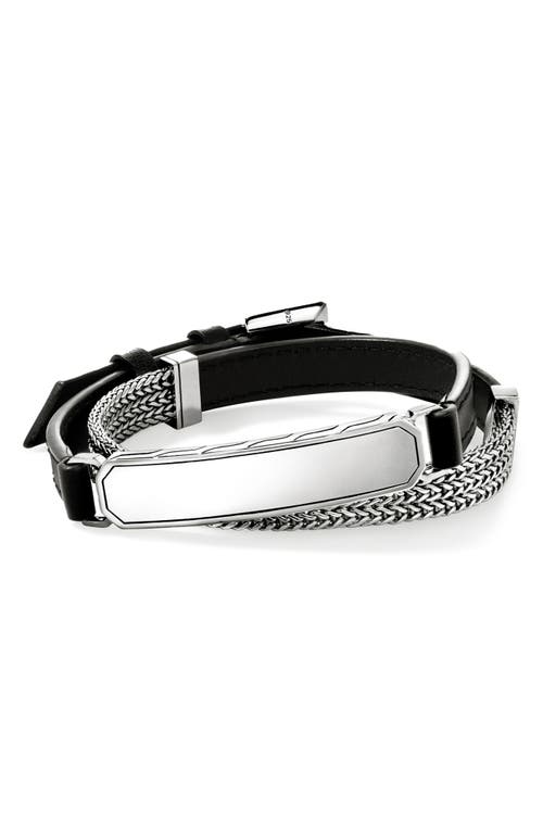 Shop John Hardy Id Wrap, Sterling Silver, Leather, 9mm In Silver/black