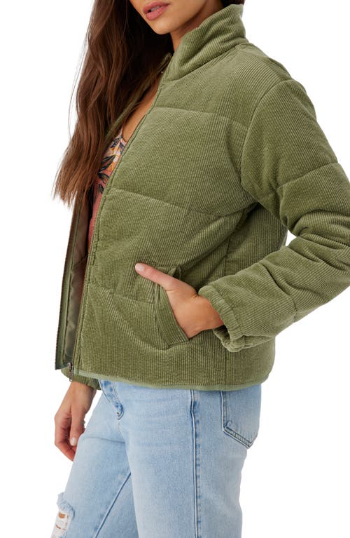 Shop O'neill Novah Quilted Corduroy Jacket In Oil Green