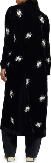 Velvet Duster - Black Floral