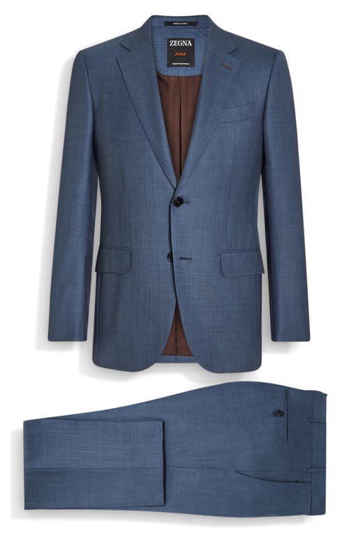 Shop Zegna Centoventimilia Subtle Plaid Wool Suit In Steel Blue