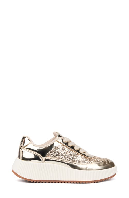 New York And Company Tana Platform Sneaker In Gold Glitter